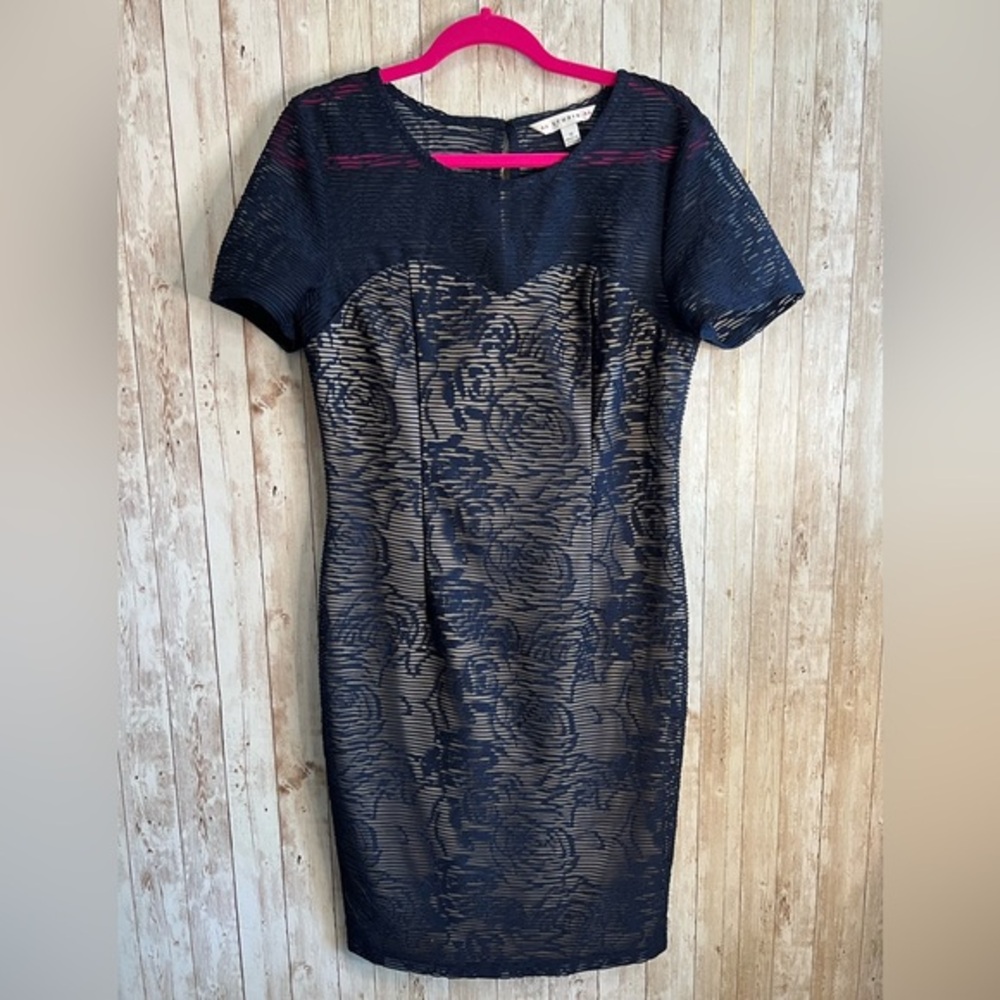 Aa Studio Black Sheath Midi Dress Sweetheart Neckline